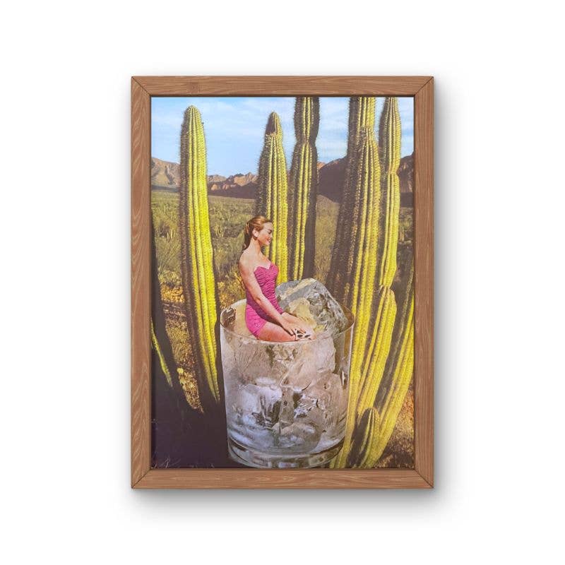 Vintage Cactus Collage Art Print  Jackalope Trading Company