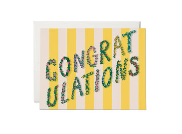 Yellow Stripes Congrats congratulations greeting card