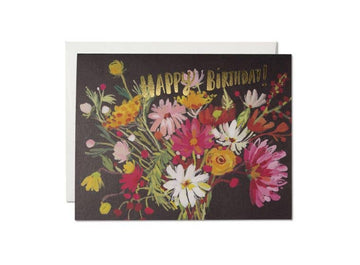 Vintage Happy Birthday Bouquet greeting card