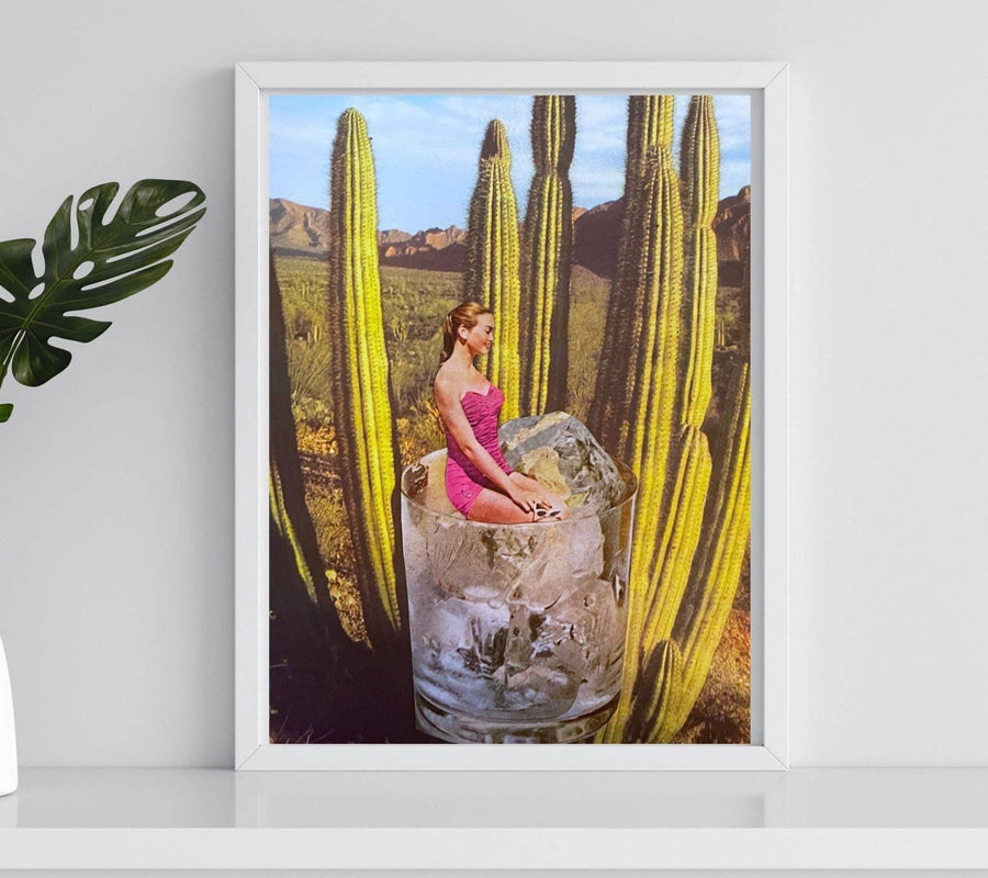 Vintage Cactus Collage Art Print