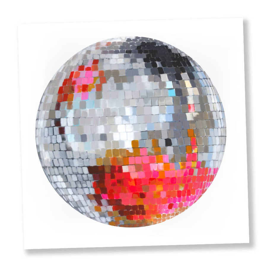 Pink Lady Disco Ball Painting Art Print