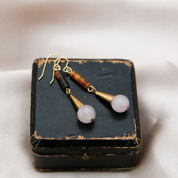 Annie Earrings | Tigers Eye and Rose Quartz