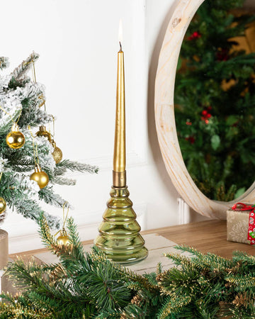 Tinsel Tree Candleholder in Green