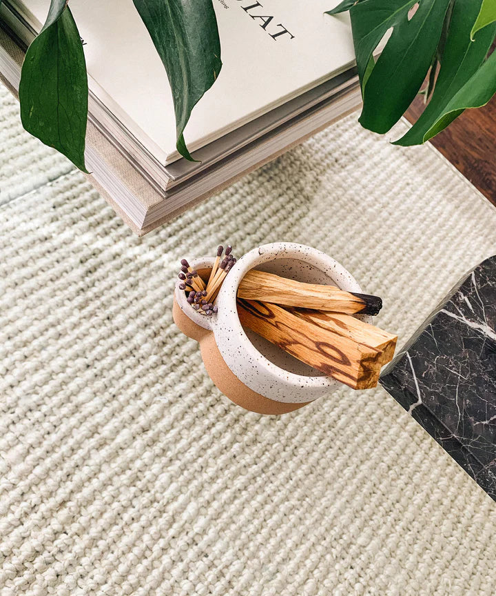 Ceramic Palo Santo and Matches Bowl - Terra Cotta