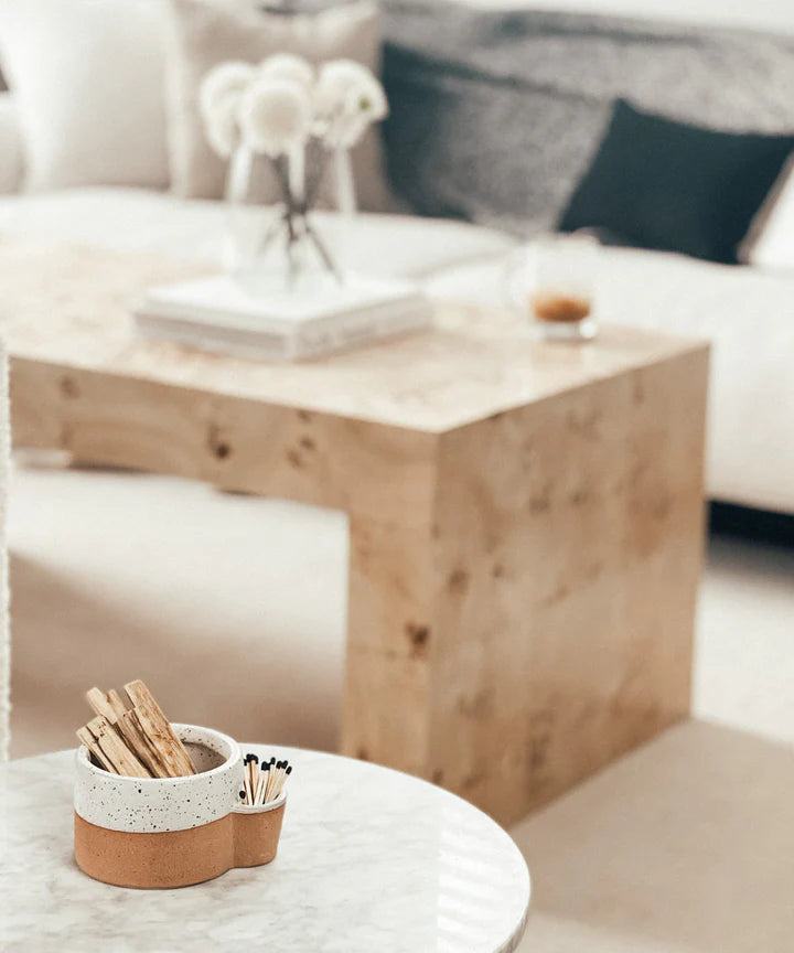 Ceramic Palo Santo and Matches Bowl - Terra Cotta