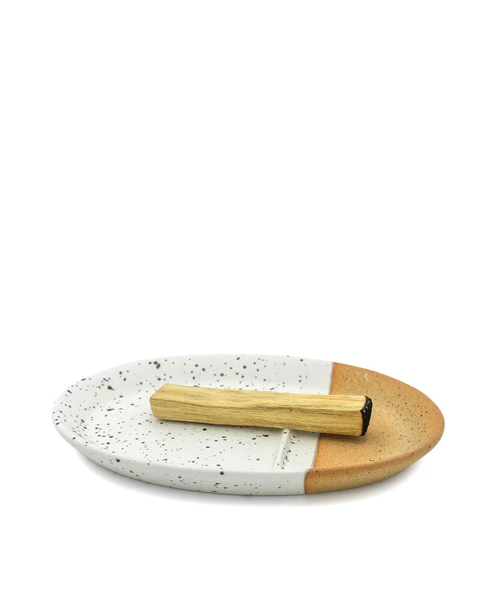 Oval Palo Santo Plate - Terra Cotta + Speckled White