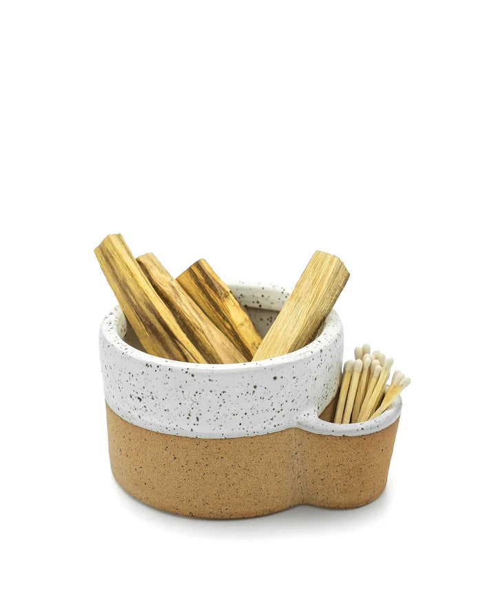 Ceramic Palo Santo and Matches Bowl - Terra Cotta