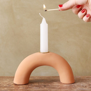 Terracotta Arch Candlestick Holder