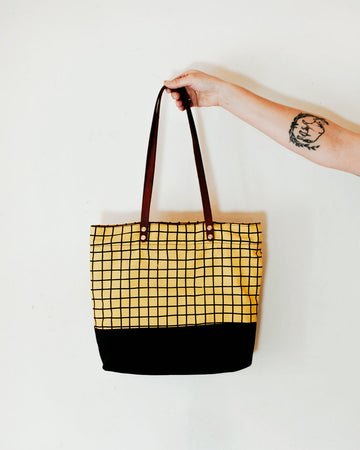 The Grid Market Tote in Yellow