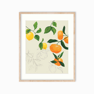 Lemon and Orange Citrus Art Print Wall Art