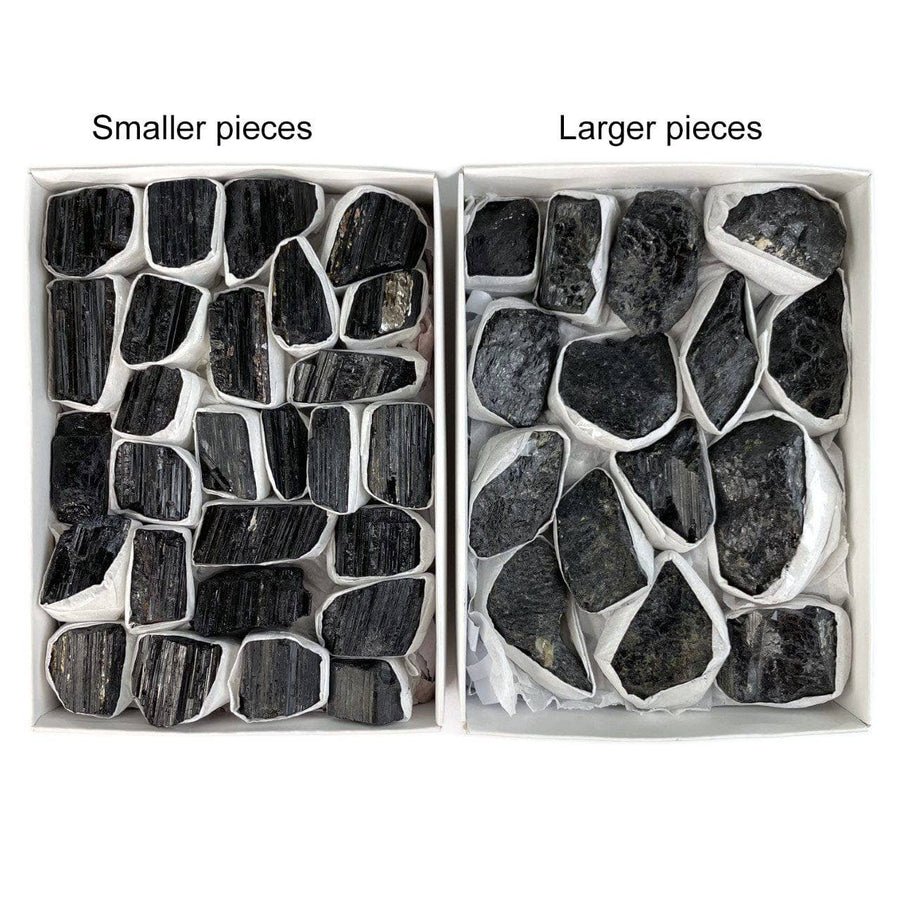 Raw Black Tourmaline Full Flat Box Cluster - Natural Stone - Full Box 9 - 23 Pieces