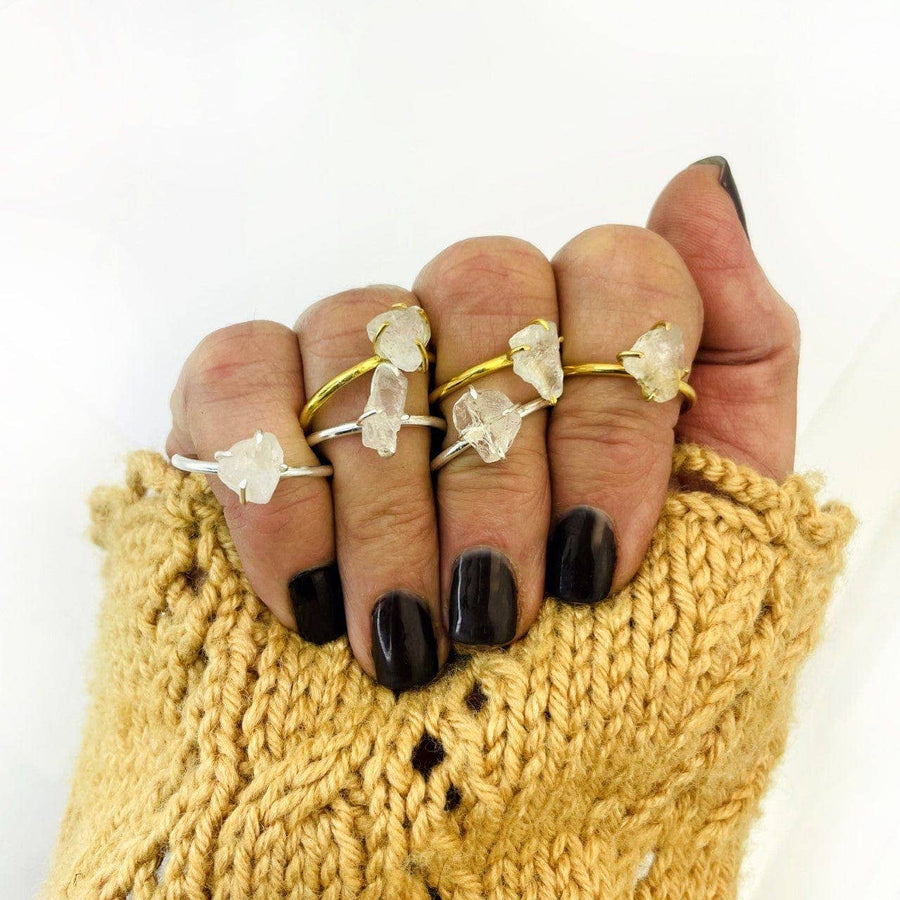Gemstone Ring ~ Crystal Quartz Stone ~ Choose Gold or Silver (S141B2)