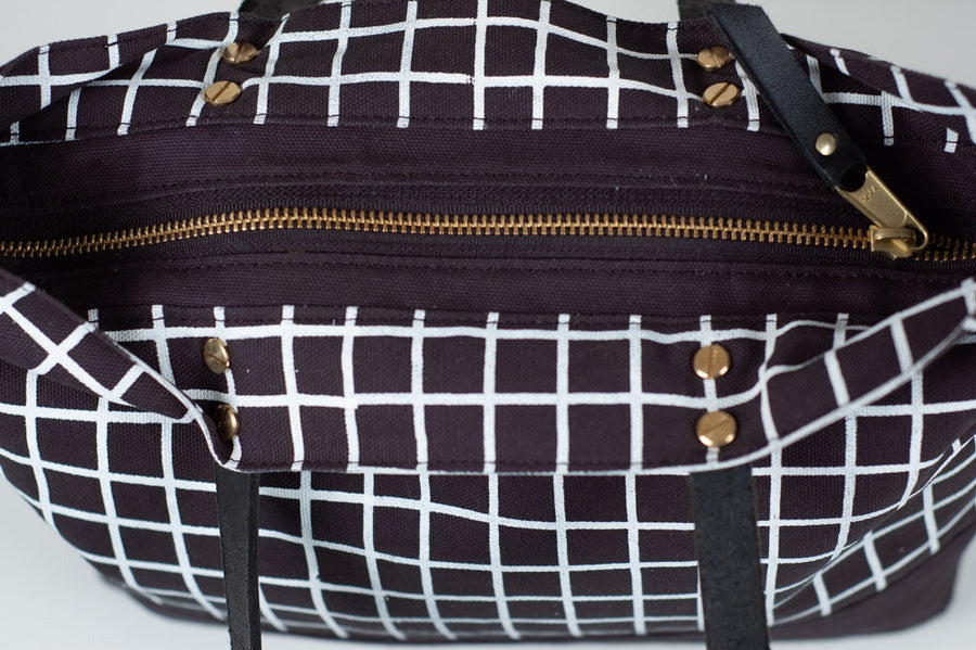 The Grid Zip Tote in Black-Jackalope Milk-Jackalope Trading Company