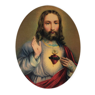 Sacred Heart Tattoo Jesus Oval Art Print