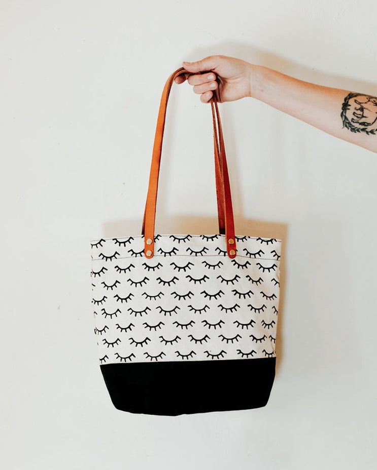 The Eyelash Tote in White-Leather Goods-Jackalope Milk-Jackalope Trading Company